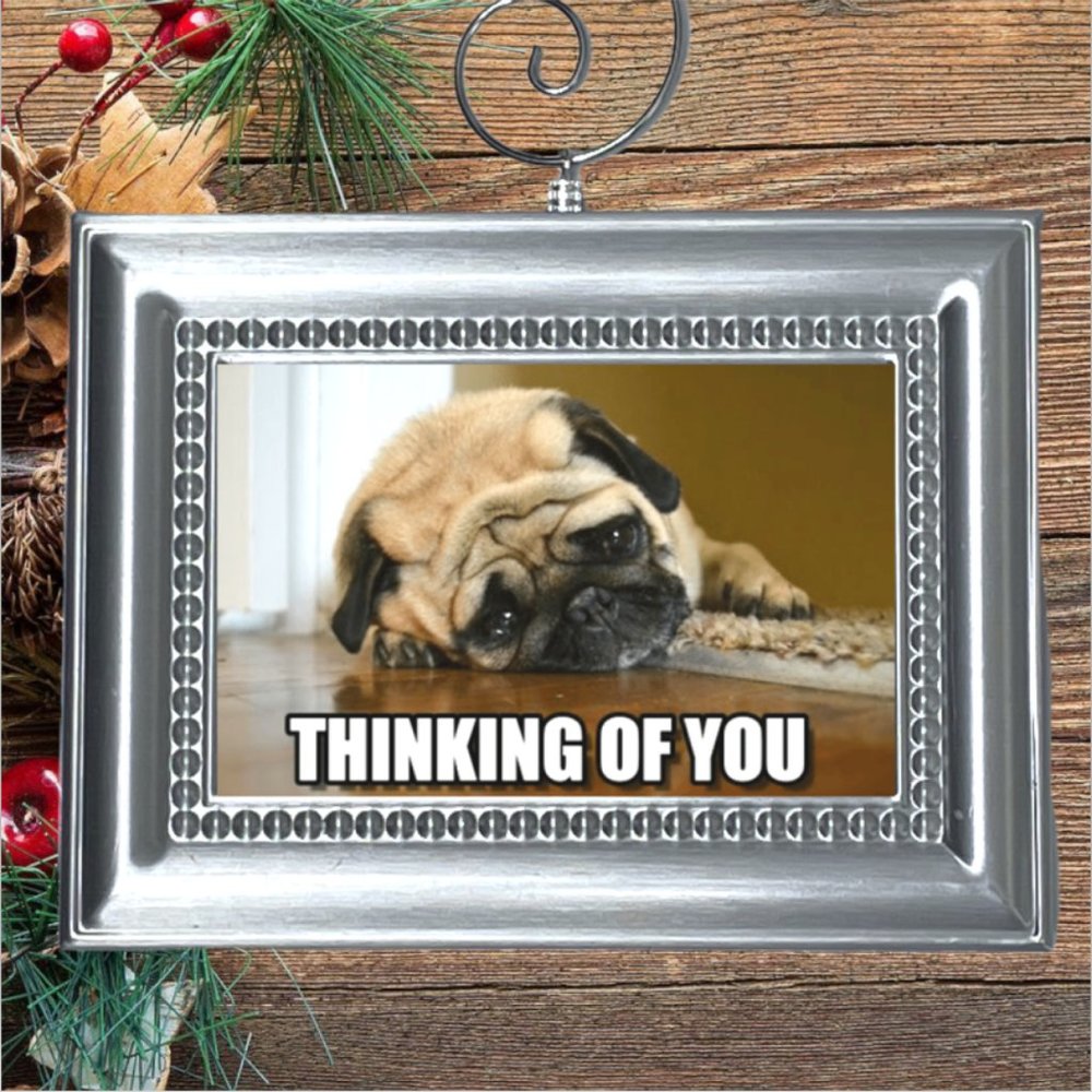 Pug Puppy Dog Adorable THINKING OF YOU Christmas Tree Ornament